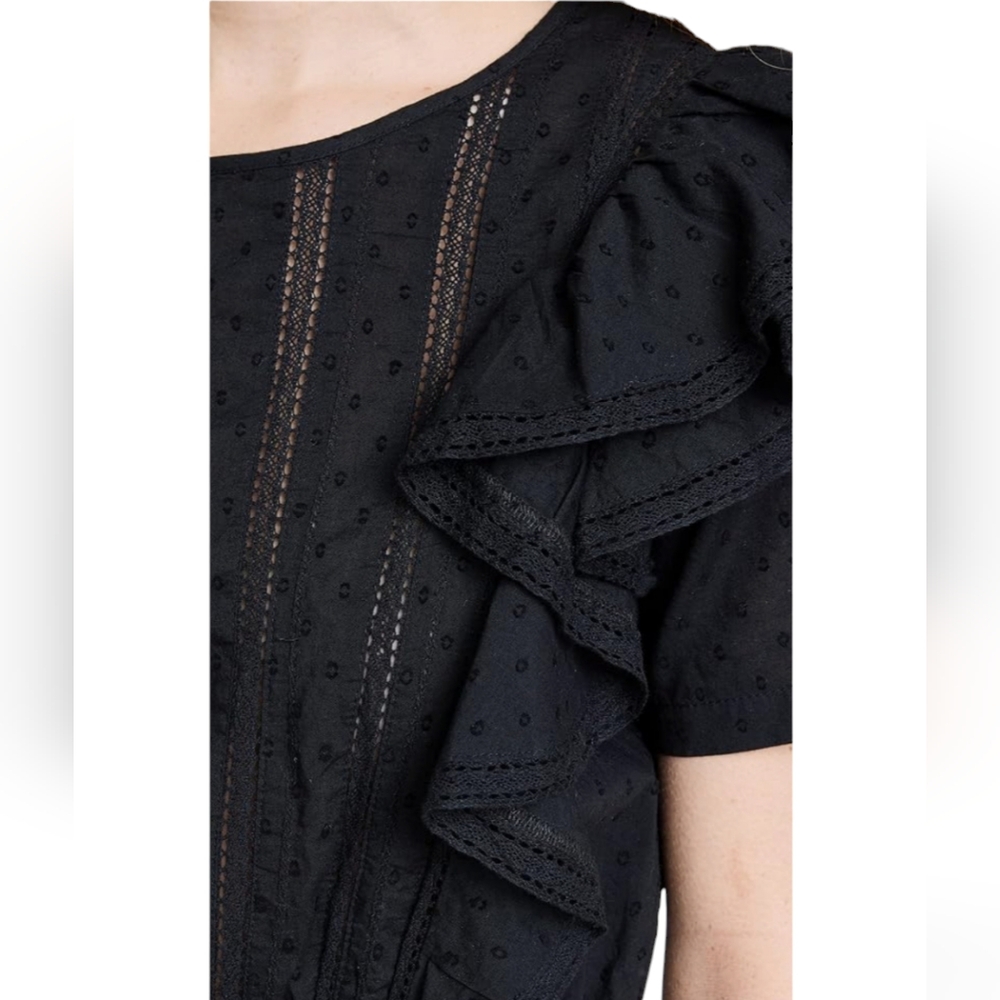 LoveShackFancy Women's Black Natasha Ruffled Lacy Micro‎ Mini Dress XS - Picture 7 of 9